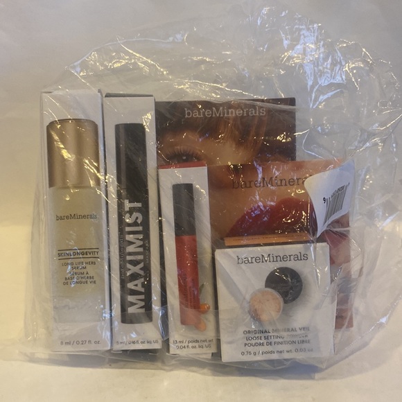 BareMinerals 4p Skinlongevity Serum Mascara Liquid Lipstick Mineral Veil $50 - Picture 2 of 4